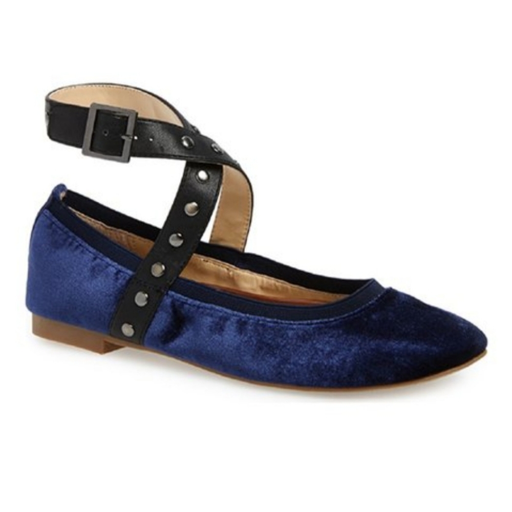 Charles David Blue Velvet Stud Flats